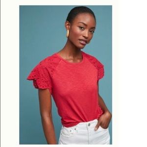 Anthropologie Eyelet Sleeve Top